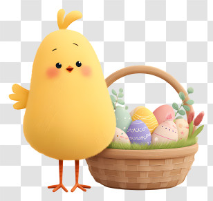 Cute Chick With Easter Eggs Transparent PNG
