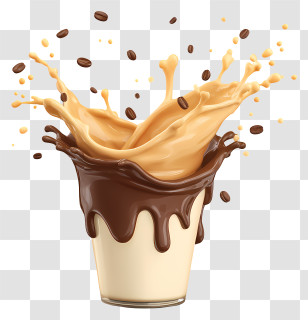 Splash Of Milk Coffee - Coffee Splash With Beans Transparent PNG