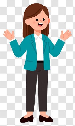 Cartoon Teacher Explaining - Cheerful Woman Welcoming Transparent PNG