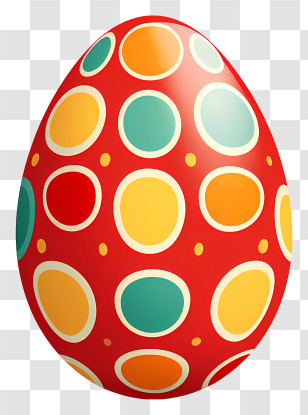 Easter Egg - Red Easter Egg With Colorful Circle Pattern Transparent PNG