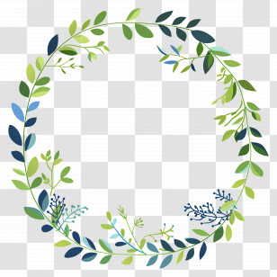 Leaf Wreath - Floral Green Leaf Wreath Illustration Transparent PNG