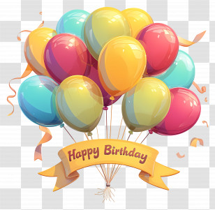 Birthday Balloon - Birthday Balloons With Happy Birthday Banner Transparent PNG