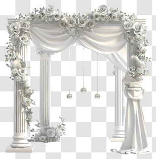 Wedding Decoration - Elegant Wedding Arch With Flowers Transparent PNG