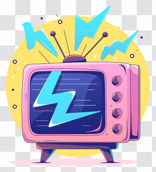 World Television Day - Retro Pink Television With Lightning Effects Transparent PNG