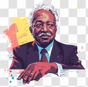 Julius Nyerere - Elderly Man With Colorful Background Transparent PNG
