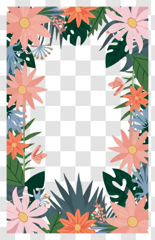 Flower Frame - Floral Frame With Pink Flowers Decoration Transparent PNG