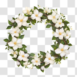 Jasmine Wreath - Elegant White Flower Wreath Transparent PNG
