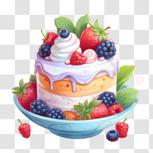 Dessert Day - Fruit Cake With Berries And Cream Topping Transparent PNG