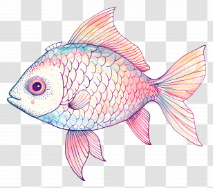 Fish - Colorful Fancy Fish Illustration With Detailed Scales Transparent PNG