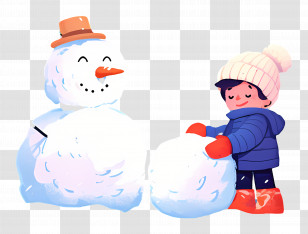 World Snow Day - Child Building A Snowman In Winter Transparent PNG