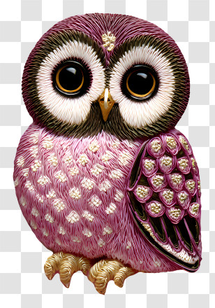 Pink Owl - Cute Pink Owl With Big Eyes Transparent PNG