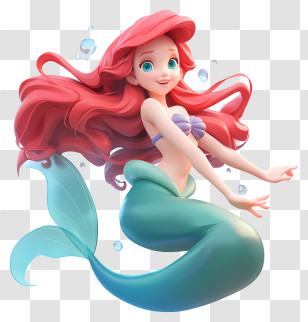 Ariel Mermaid Princess 3d - Mermaid Cartoon Illustration Transparent PNG
