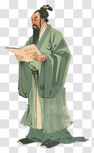 Qu Yuan - Ancient Scholar Holding A Scroll Illustration Transparent PNG