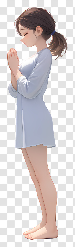 Girl Prayer - Praying Girl In White Transparent PNG