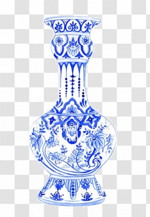 Vase Blue And White Pottery Drawing Chinese Ceramics Porcelain - Candle Holder Transparent PNG