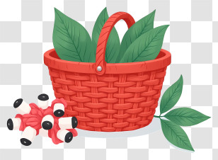 Guarana In Woven Basket - Basket With Leaves And Fruit Transparent PNG