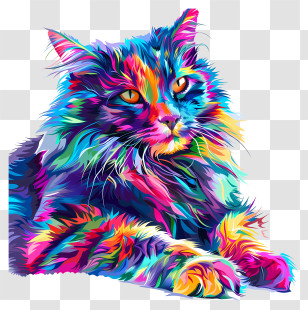 Cat - Colorful Abstract Cat Illustration In Pop Art Style Transparent PNG