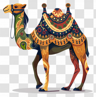 Camel - Colorful Decorated Camel Illustration Transparent PNG