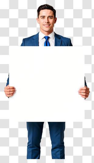 Businessman Holding Blank Placard - Businessman Holding Blank Sign Transparent PNG