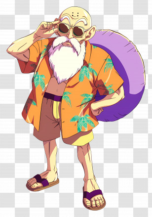 Master Roshi - Cool Bald Man With Sunglasses Transparent PNG