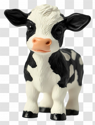 Baby Animal - Black And White Cow On Farm Transparent PNG