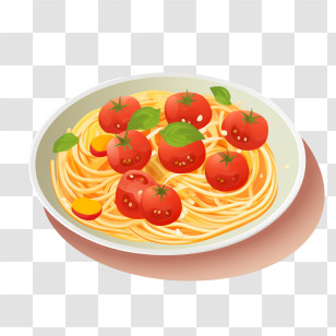 Spaghetti - Plate Of Spaghetti With Fresh Tomatoes Illustration Transparent PNG