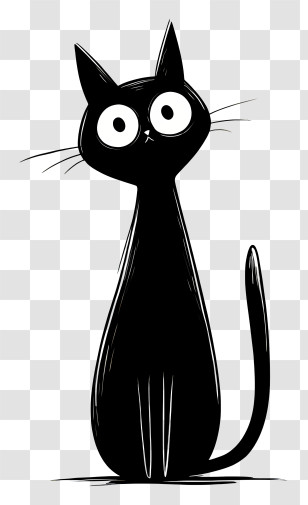 Black Cat Outline - Black Cat Cartoon Transparent PNG