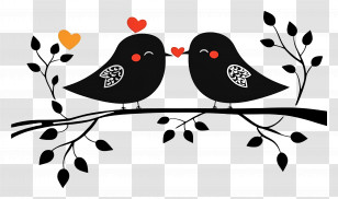 Wedding Birds - Lovebirds Sitting On A Branch Transparent PNG