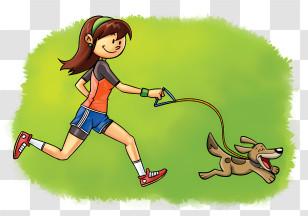 Kid - Girl Running With Her Dog Transparent PNG