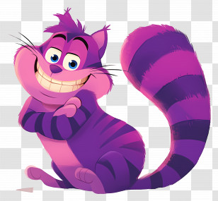 Cheshire Cat - Purple Striped Cartoon Cat Illustration Transparent PNG