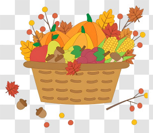Harvest Basket Arrangement - Autumn Harvest Basket Illustration Transparent PNG