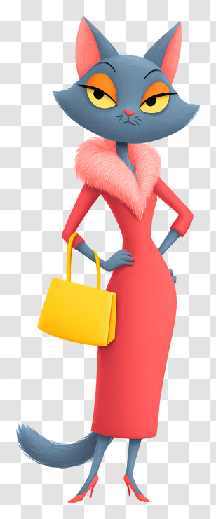 Russian Blue - Chic Cat Lady Fashion Illustration Transparent PNG