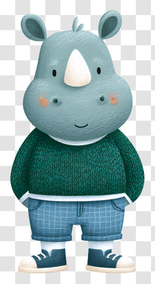Adorable Rhinoceros - Cute Rhino In Sweater Transparent PNG