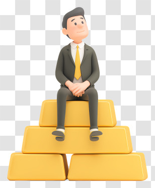 Businessman Sitting Gold Bars - Businessman Sitting On Gold Bars Transparent PNG