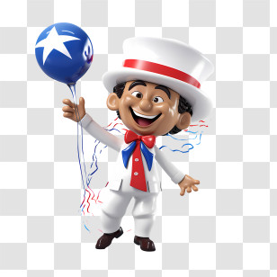 Costa Rica Independence Day - Cartoon Character With Balloon Transparent PNG