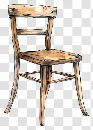 Wooden Chair - Illustration Of A Wooden Chair Transparent PNG