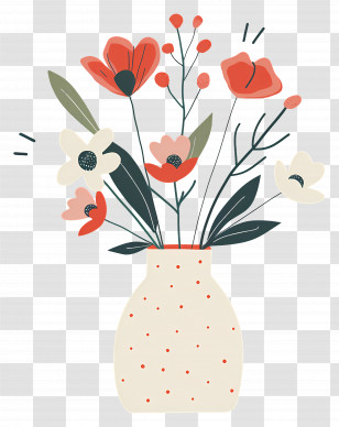 Flower With Vase - Vase Of Flowers Illustrated In Beautiful Style Transparent PNG