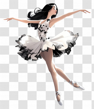 World Ballet Day - Elegant Ballet Dancer In Black And White Tutu Transparent PNG