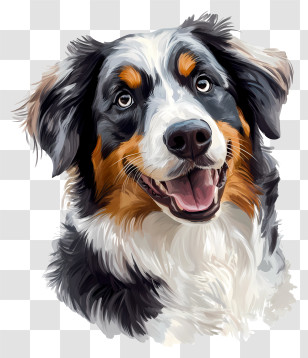 Australian Shepherd - Happy Dog Portrait Transparent PNG