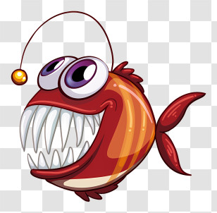 Cartoon Fish - Anglerfish Cartoon With Glowing Light Transparent PNG