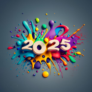 2025 Happy New Year
 - Abstract 2025 Colorful Splash Design For New Year Transparent PNG