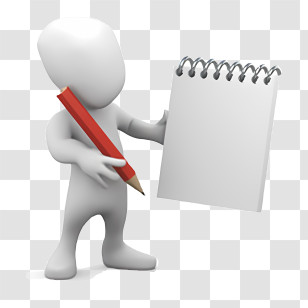 Stick Figure - Cartoon Figure With Notepad And Pencil Transparent PNG