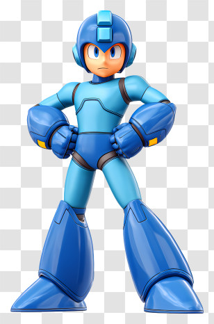 Mega Man - Modern Blue Robot Game Render Transparent PNG