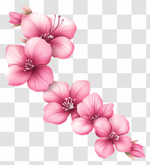 Pink Corner - Pink Cherry Blossoms In Natural Beauty Transparent PNG