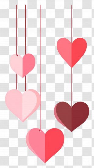 Love Background - Hanging Red Hearts Decoration Transparent PNG