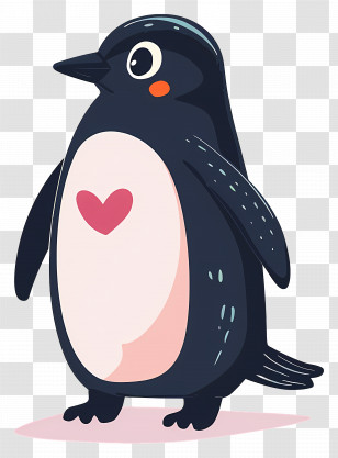 Cartoon Penguin - Cute Penguin With Heart On Belly Transparent PNG