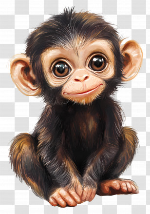 Baby Animal - Cute Doodle Monkey Transparent PNG