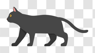 Black Cat - Walking Black Cat Silhouette Transparent PNG