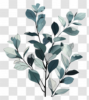 Leafy Plant - Blue-Green Plant Leaf Illustration Transparent PNG