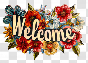 Welcome - Welcome Sign With Floral Design Transparent PNG